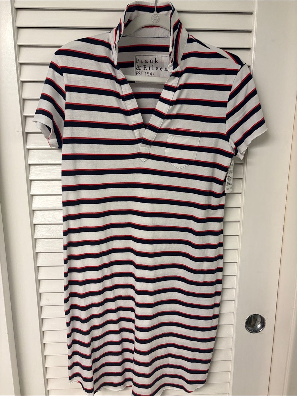 Frank & Eileen Women's White Striped Polo Dress NWT